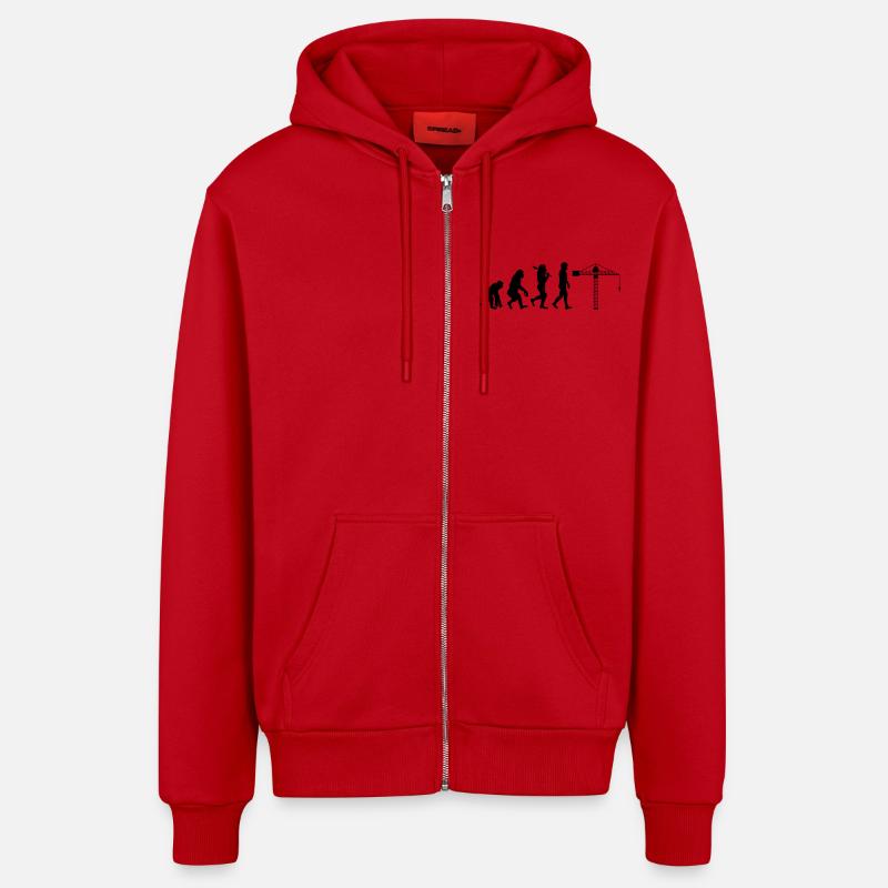 Opérateur de grue Evolution noir - Veste à capuche bio décontractée fabriquée en UE - rouge