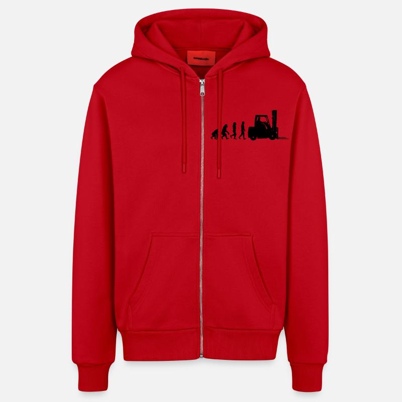 Evolution Staplerfahrer - Organic Relaxed Kapuzenjacke Made in EU - Rot