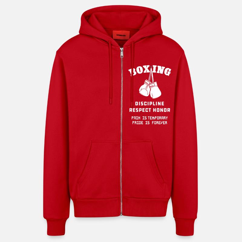 Boxe, boxeur - Veste à capuche bio décontractée fabriquée en UE - rouge