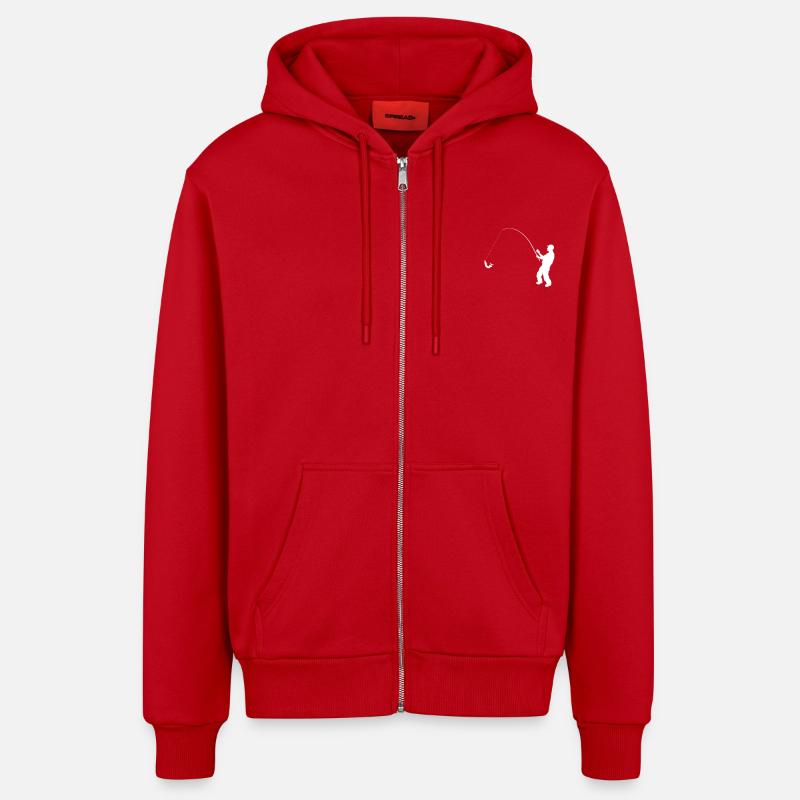 Angler Evolution Pocket Geschenkidee - Organic Relaxed Kapuzenjacke Made in EU - Rot