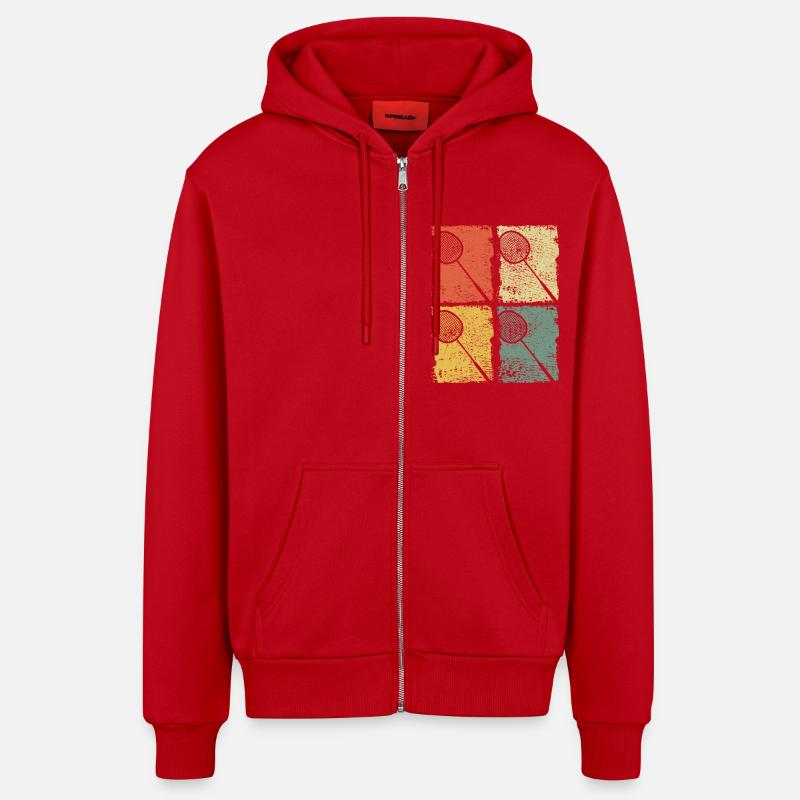 Raquette de badminton Badminton Rétro - Veste à capuche bio décontractée fabriquée en UE - rouge
