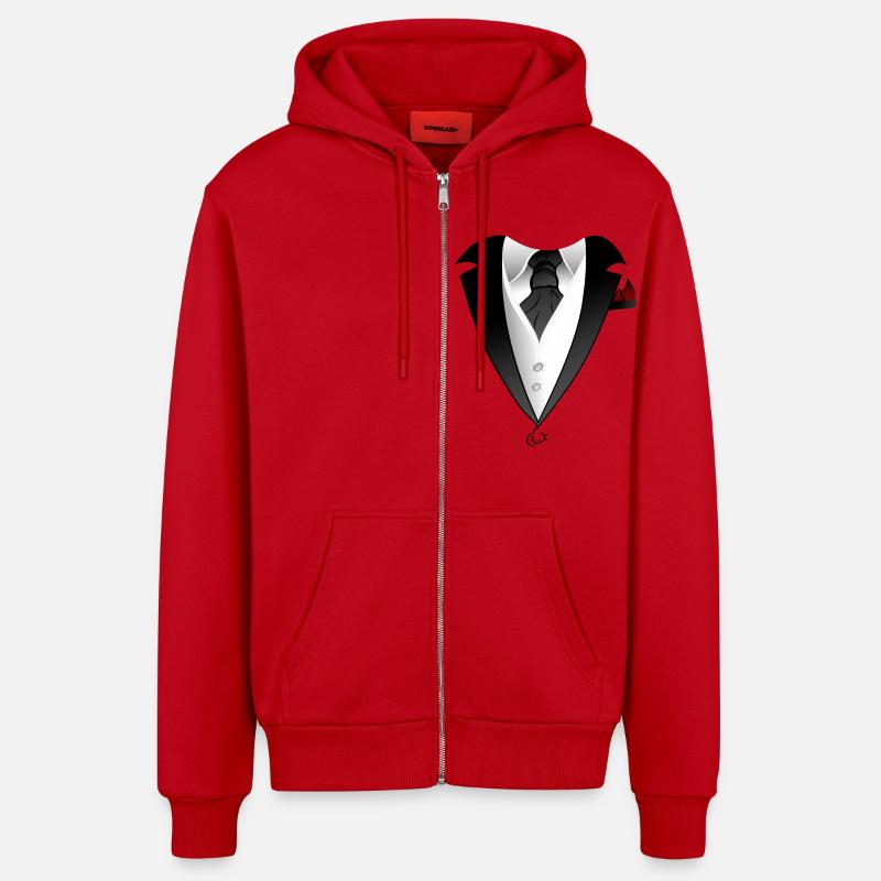 Costume avec veste cravate design - Veste à capuche bio décontractée fabriquée en UE - rouge