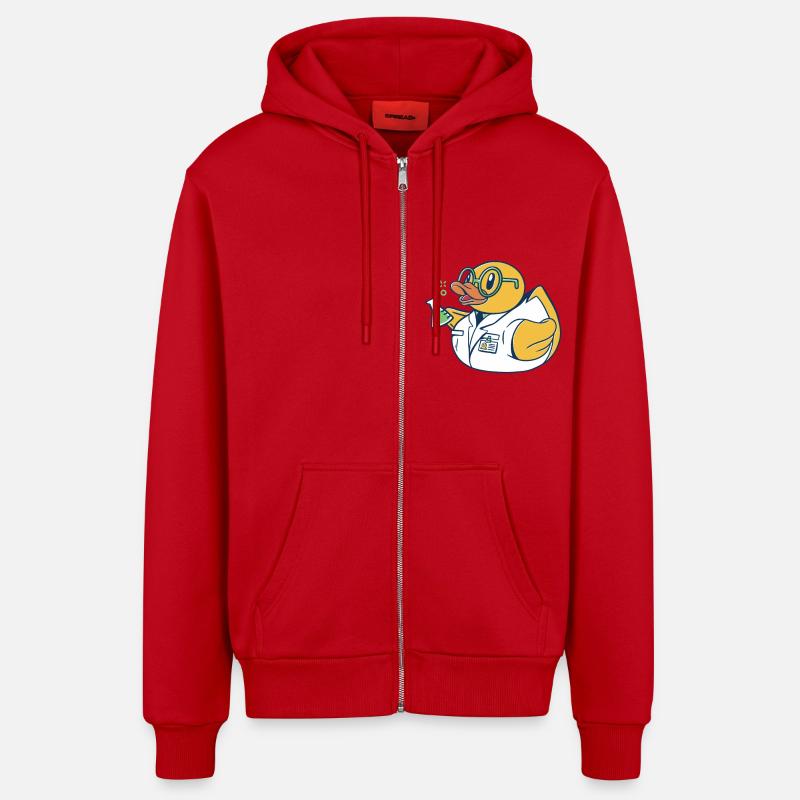 Scientifiques du canard baignant - Veste à capuche bio décontractée fabriquée en UE - rouge