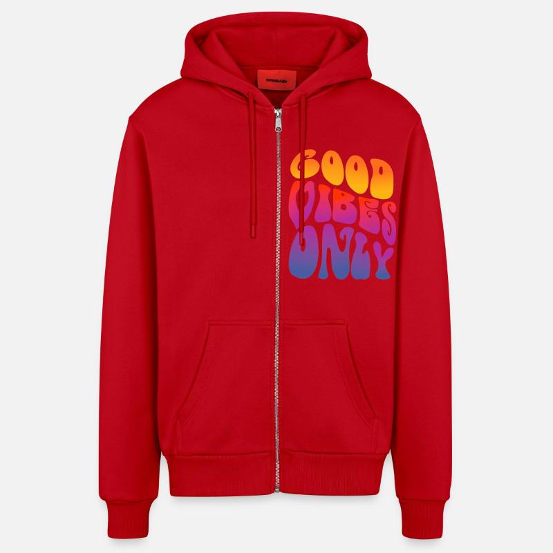 Good Vibes Seulement Rétro Positivité - Veste à capuche bio décontractée fabriquée en UE - rouge