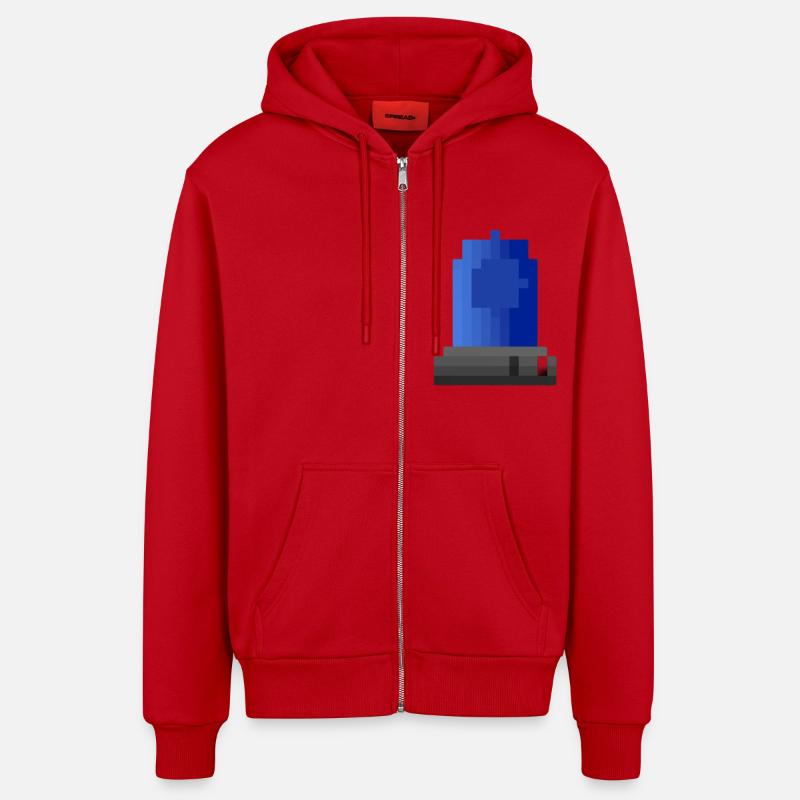 Blaulicht Sirene Pixelkunst - Organic Relaxed Kapuzenjacke Made in EU - Rot