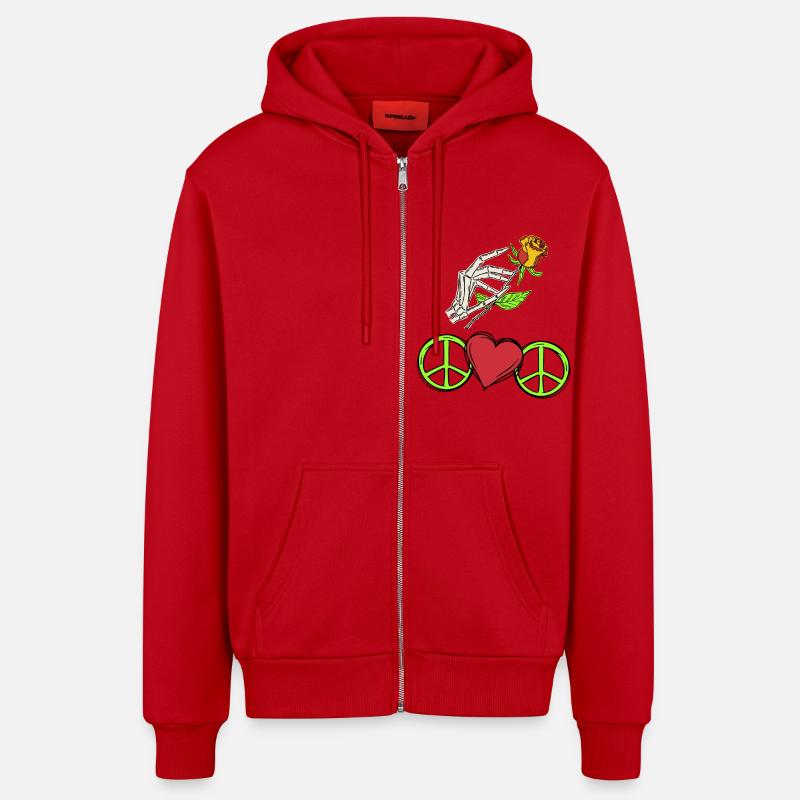 Symbole de paix - Veste à capuche bio décontractée fabriquée en UE - rouge