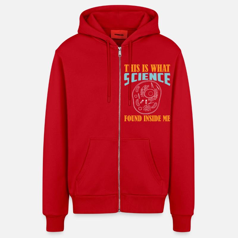 Discovery Unleashed Tee - Bold Science-Inspired - Organic Relaxed Hooded Jacket Made in EU - red