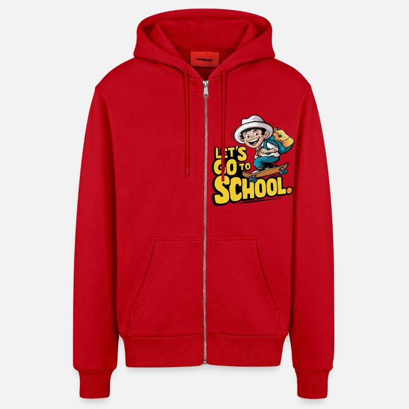 ALLONS À L’ÉCOLE - Veste à capuche bio décontractée fabriquée en UE - rouge