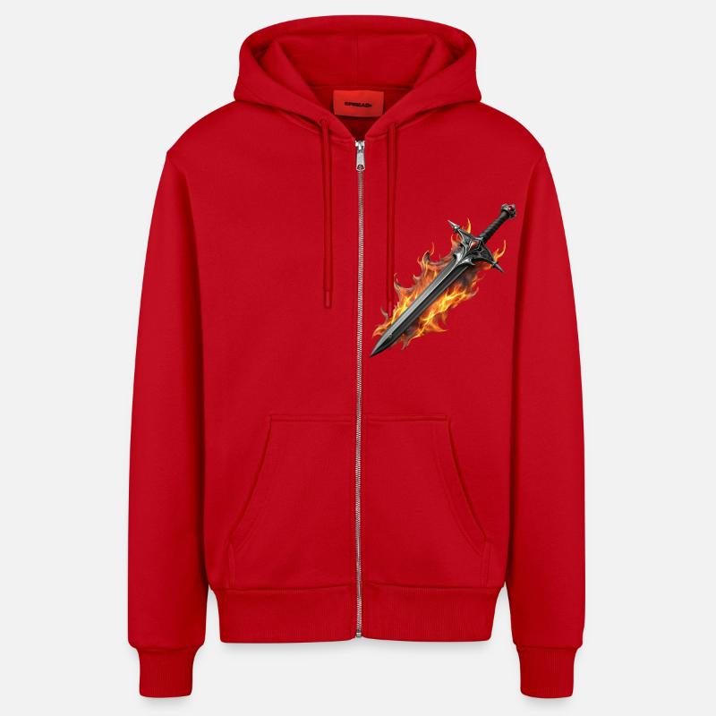 ÉPÉES - Veste à capuche bio décontractée fabriquée en UE - rouge