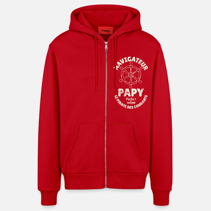 Papy navigateur ! - Veste à capuche bio décontractée fabriquée en UE - rouge