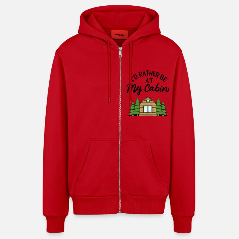 Cabane de camping Forêt - Veste à capuche bio décontractée fabriquée en UE - rouge