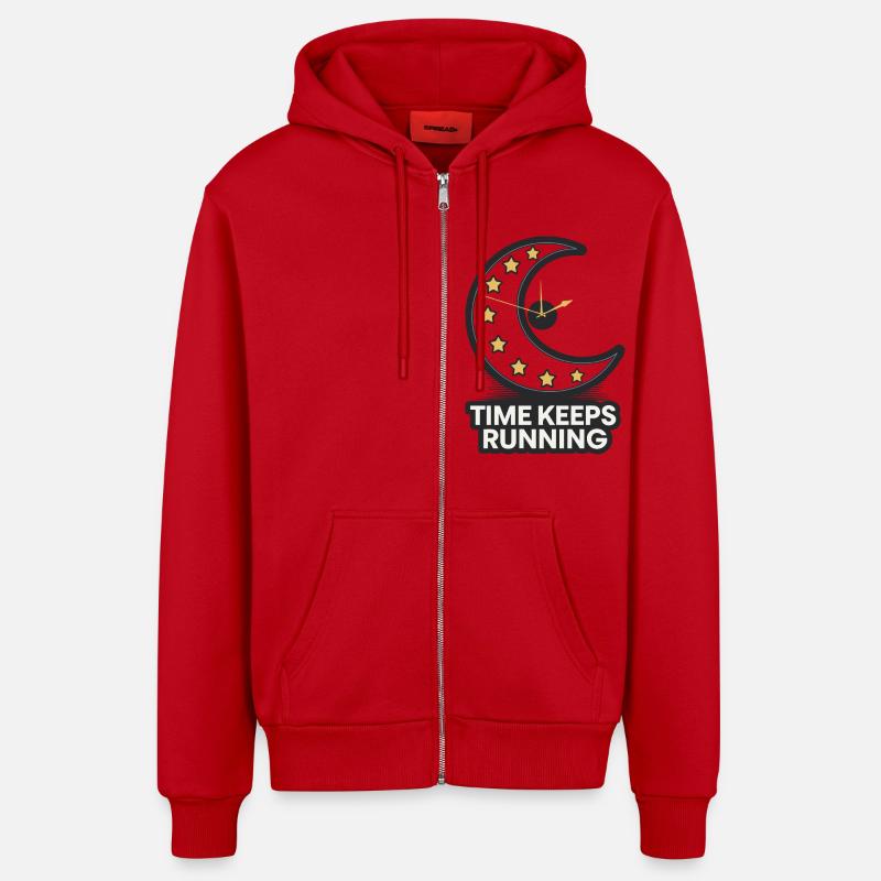 LE TEMPS CONTINUE DE COURIR - Veste à capuche bio décontractée fabriquée en UE - rouge