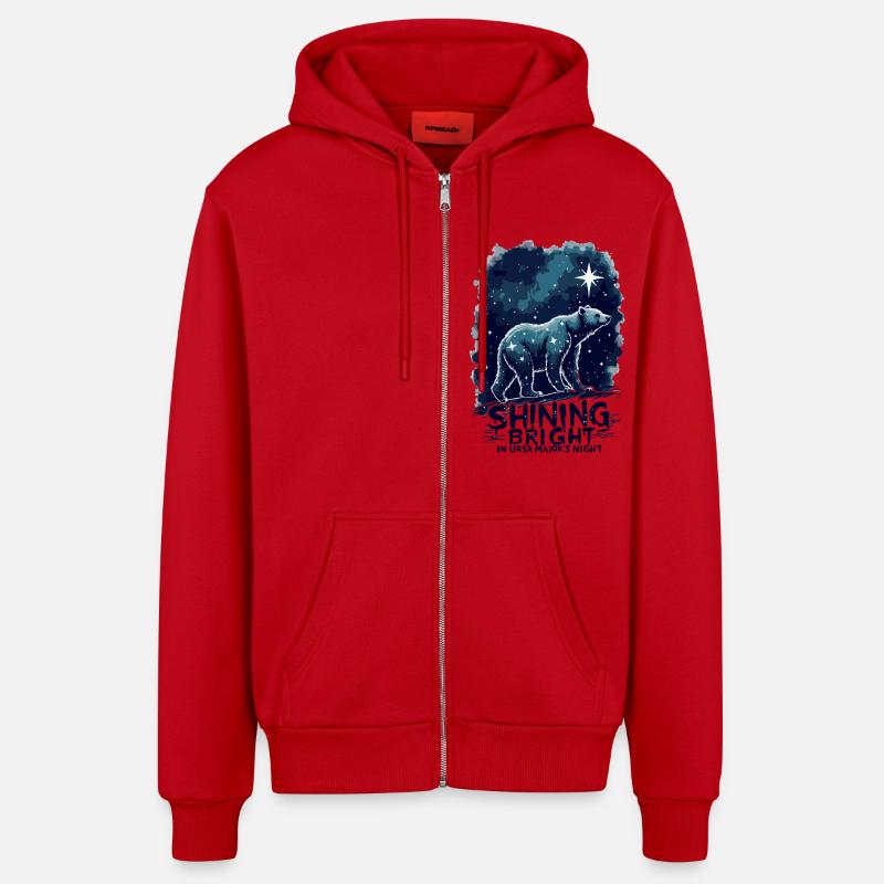 GRANDE OURSE - Veste à capuche bio décontractée fabriquée en UE - rouge