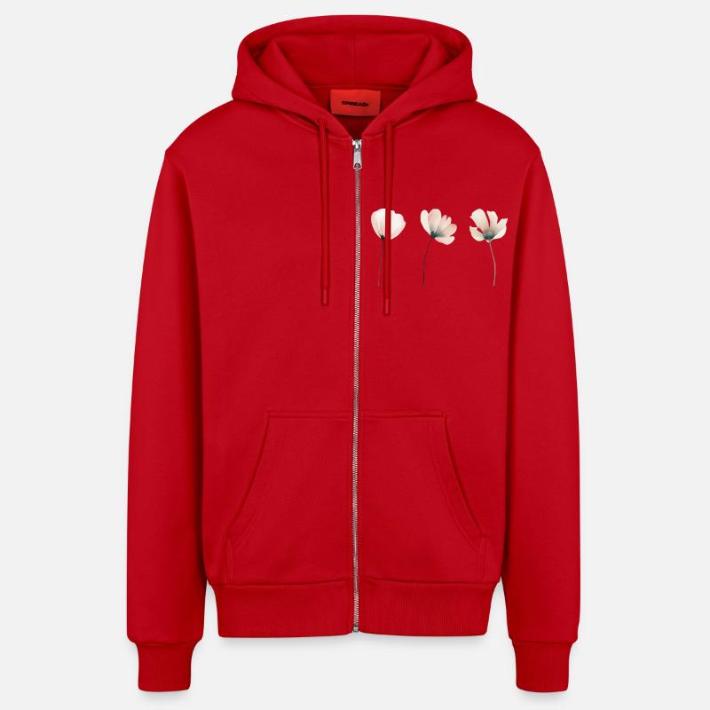 Elegante Blumen Fleurs élégantes - Veste à capuche bio décontractée fabriquée en UE - rouge