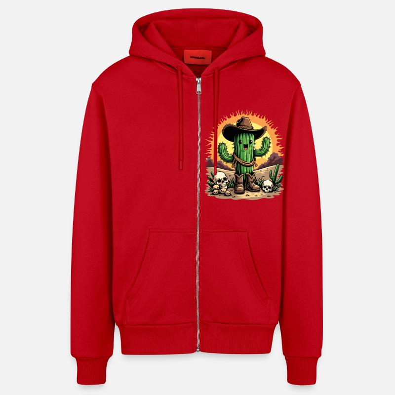 CACTUS COWBOY - Veste à capuche bio décontractée fabriquée en UE - rouge