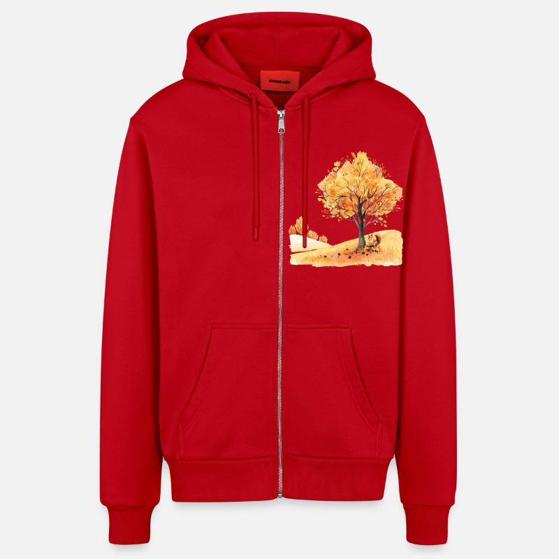 Herbst Eichhörnchen Autumn Squirrel - Organic Relaxed Hooded Jacket Made in EU - red