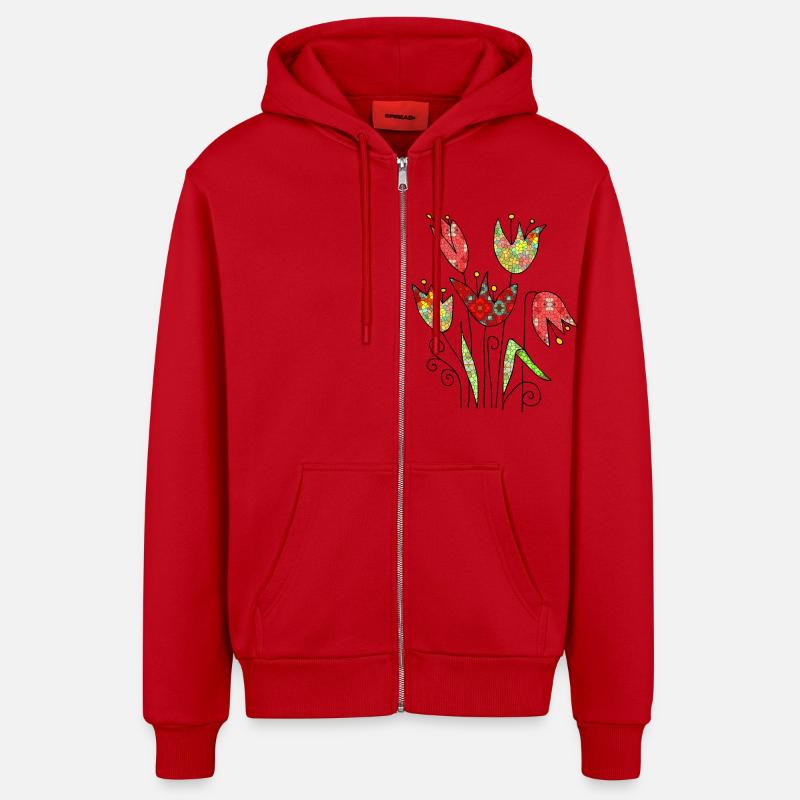 Fleur - Veste à capuche bio décontractée fabriquée en UE - rouge