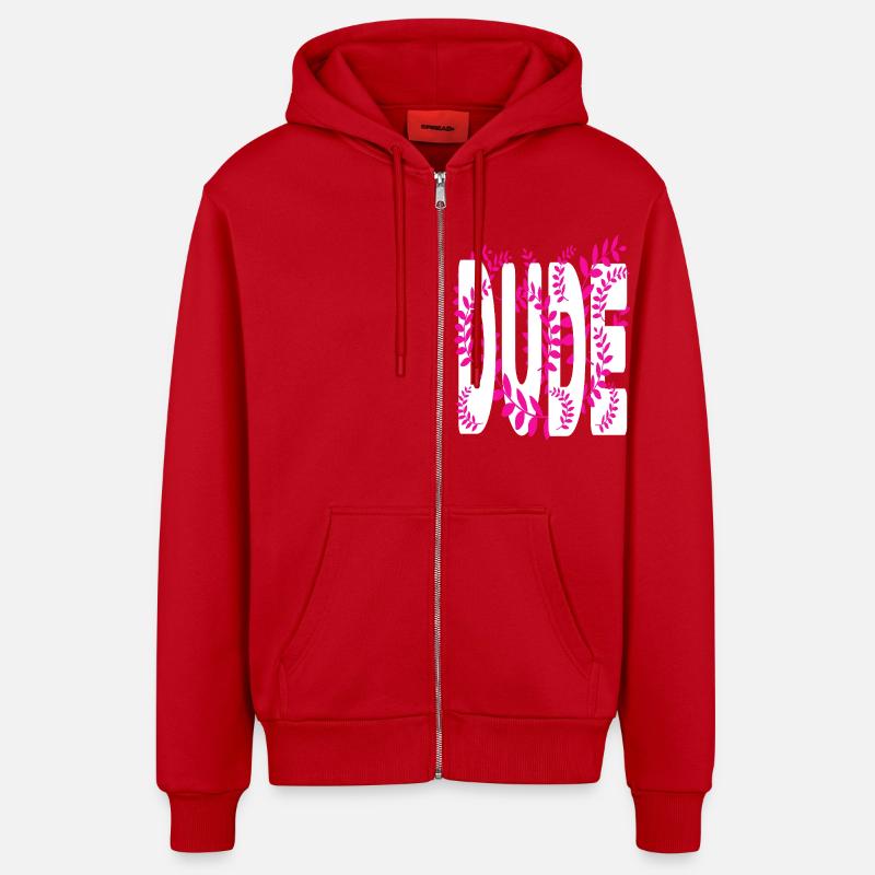 Hawaii stil text Dude - Organic Relaxed Kapuzenjacke Made in EU - Rot