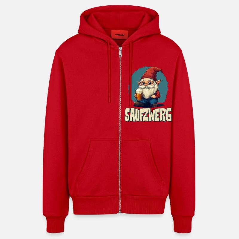 Saufzwerg - Carnaval drôle Carnaval - Veste à capuche bio décontractée fabriquée en UE - rouge