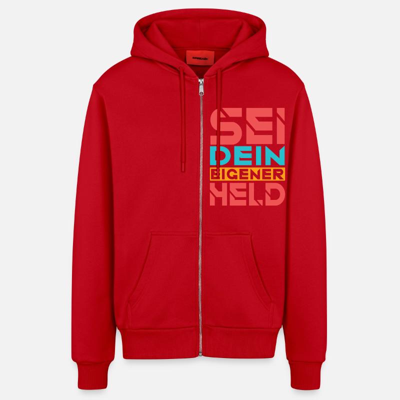 Sei dein eigener Held - Organic Relaxed Kapuzenjacke Made in EU - Rot