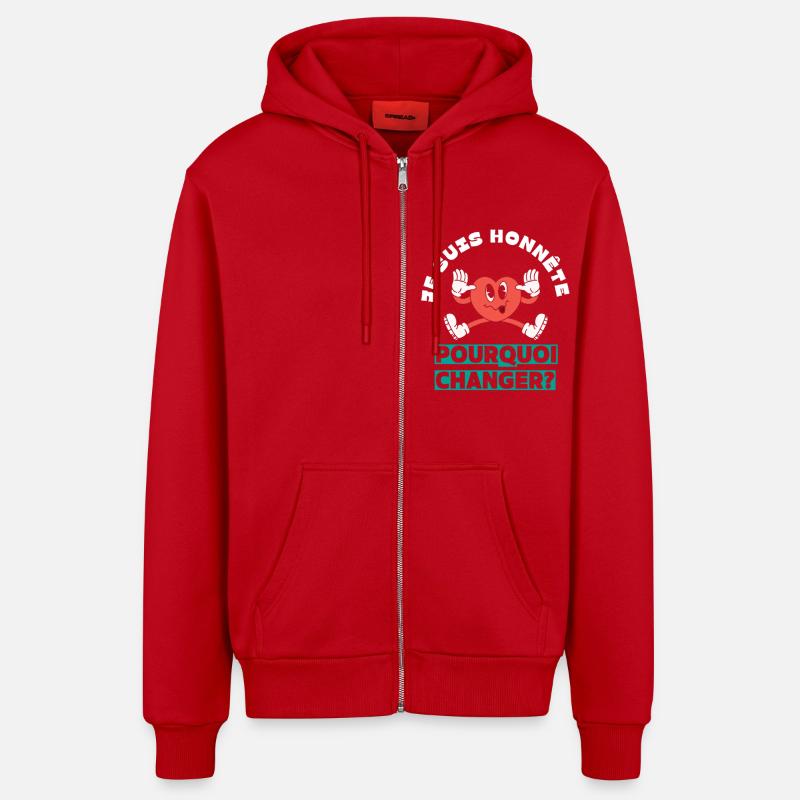 Ich bin ehrlich, warum sich etwas ändern sollte - Organic Relaxed Kapuzenjacke Made in EU - Rot
