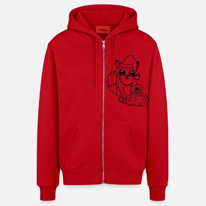 Fuchs Rotfuchs Weihnachtsmann Weihnachten Geschenk - Organic Relaxed Kapuzenjacke Made in EU - Rot