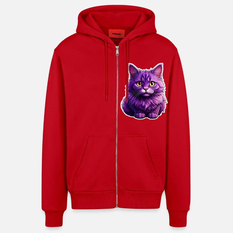 Design moderne Cat - Veste à capuche bio décontractée fabriquée en UE - rouge