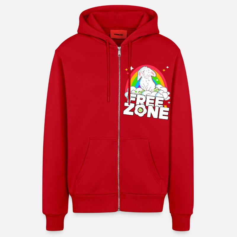 Zone Libre de Pâques - Veste à capuche bio décontractée fabriquée en UE - rouge