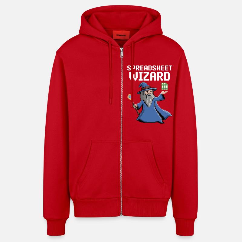 Spreadsheet Wizard Funny Controller Accountant - Organic Relaxed Hooded Jacket Made in EU - red