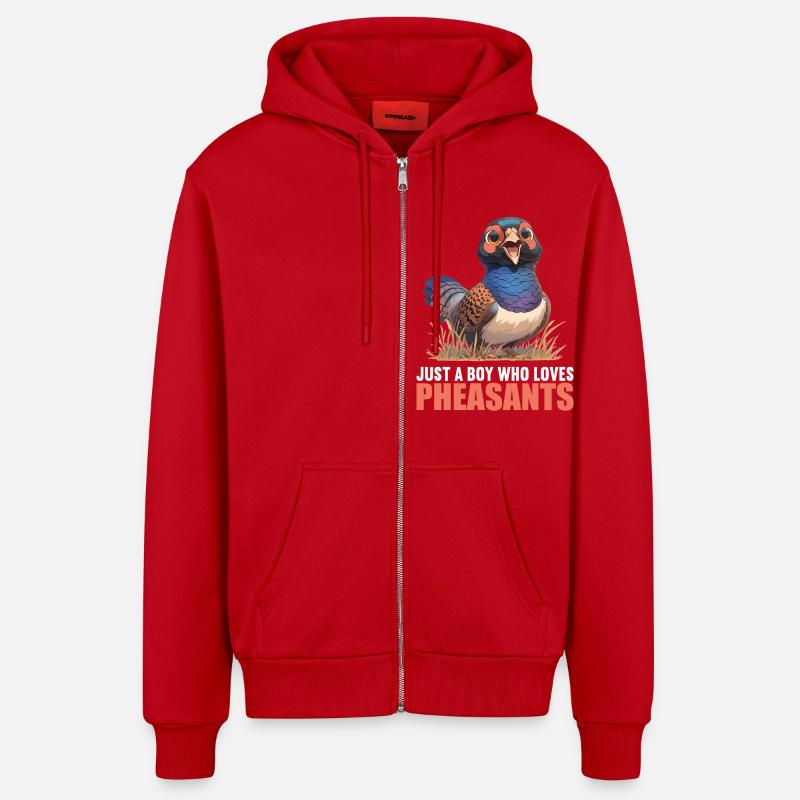 Faisans Faisan - Veste à capuche bio décontractée fabriquée en UE - rouge