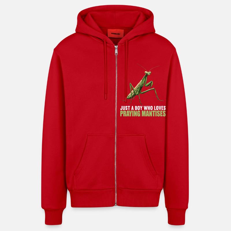Praying mantises Praying mantis - Organic Relaxed Hooded Jacket Made in EU - red