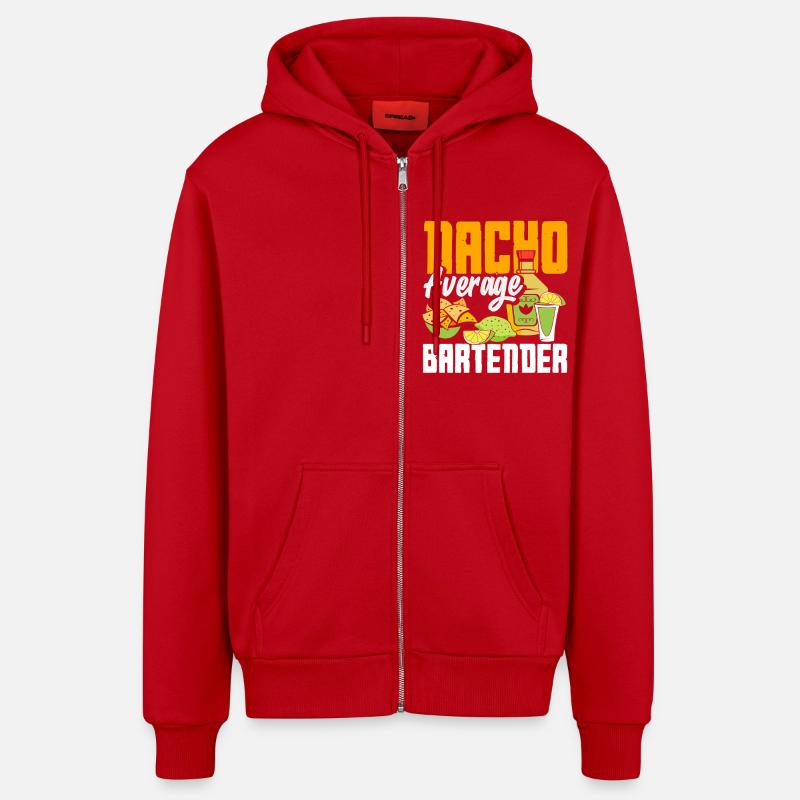 Nacho Average Barkeeper Spruch Design - Organic Relaxed Kapuzenjacke Made in EU - Rot