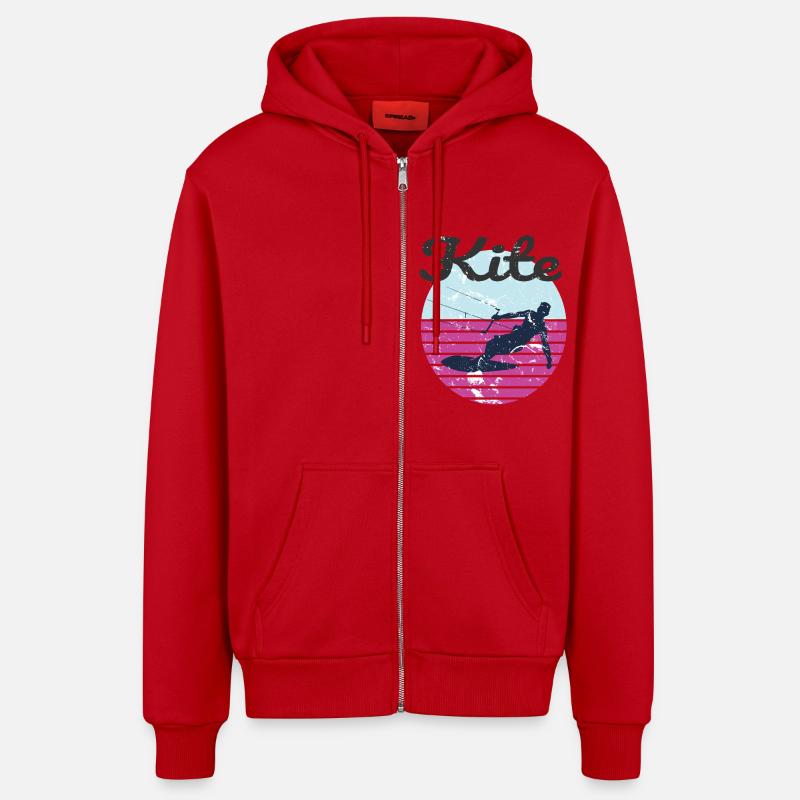 Ambiance d’aventure de kitesurf rétro - Veste à capuche bio décontractée fabriquée en UE - rouge