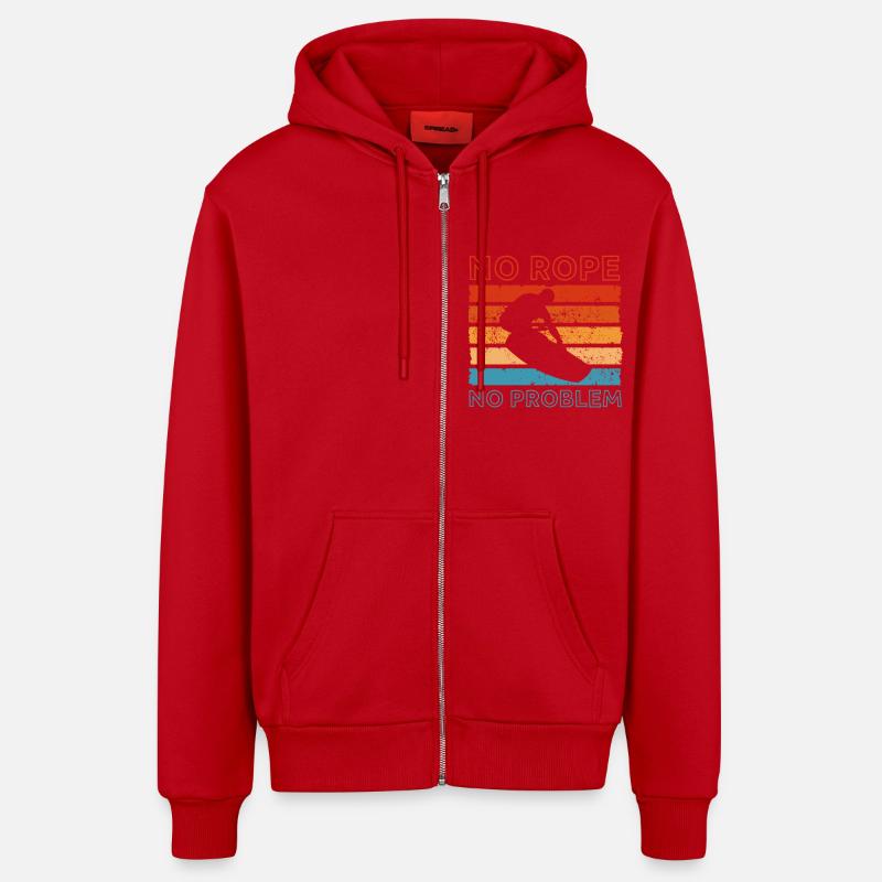 Wakeboard Wakeboarder Wakeboarding Geschenk - Organic Relaxed Kapuzenjacke Made in EU - Rot
