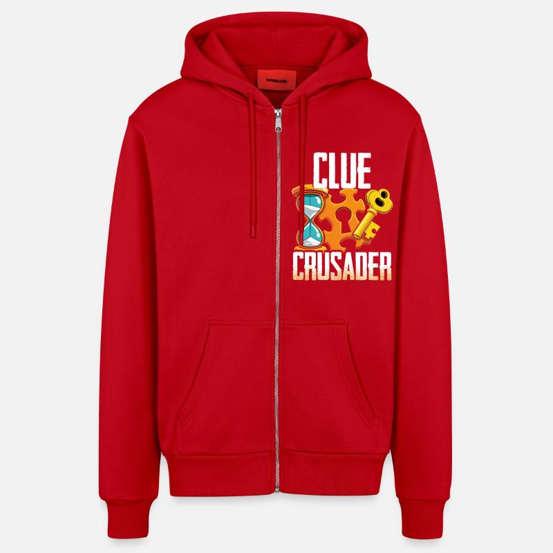 Escape Room Clue Crusader - Veste à capuche bio décontractée fabriquée en UE - rouge