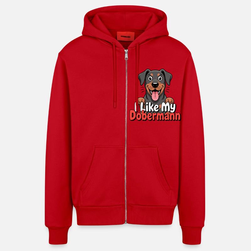 J’aime mon chien Doberman Love - Veste à capuche bio décontractée fabriquée en UE - rouge