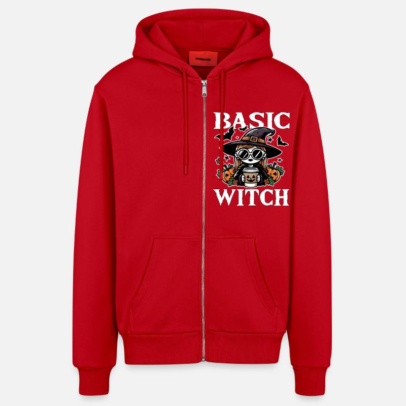 BASIC WITCH - CADEAU D’HALLOWEEN - Veste à capuche bio décontractée fabriquée en UE - rouge