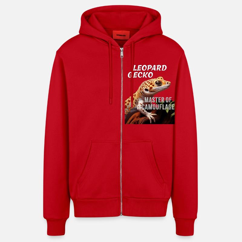 GECKO LÉOPARD MAÎTRE DU CAMOUFLAGE - Veste à capuche bio décontractée fabriquée en UE - rouge