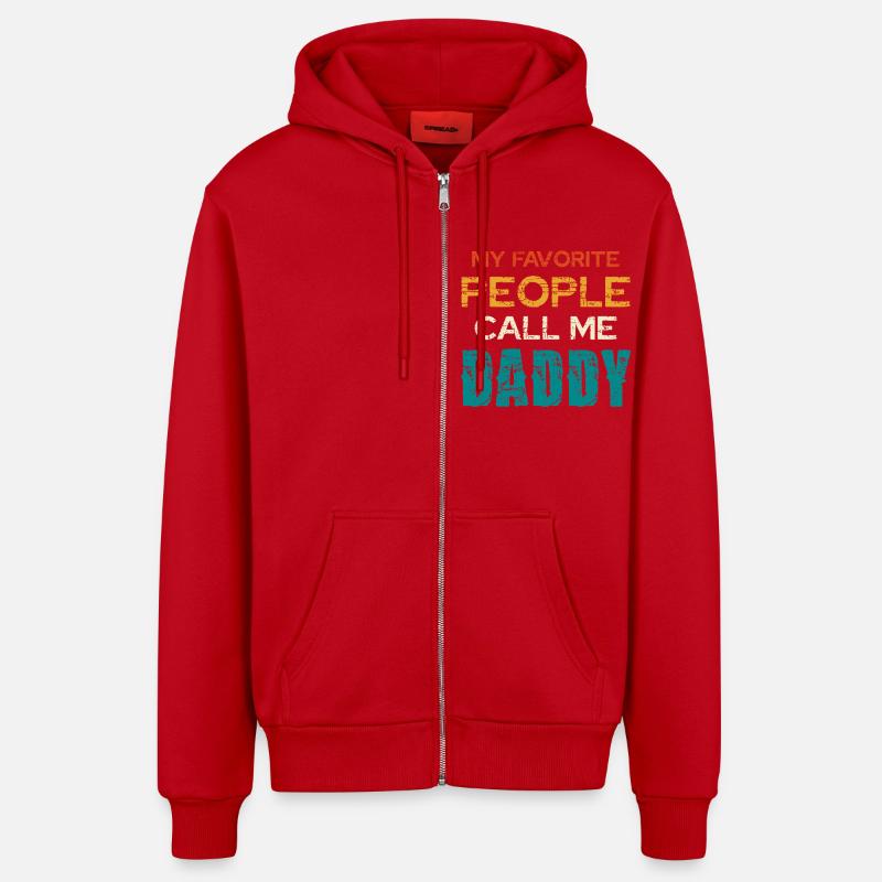 Mes proches m’appellent papa - Veste à capuche bio décontractée fabriquée en UE - rouge