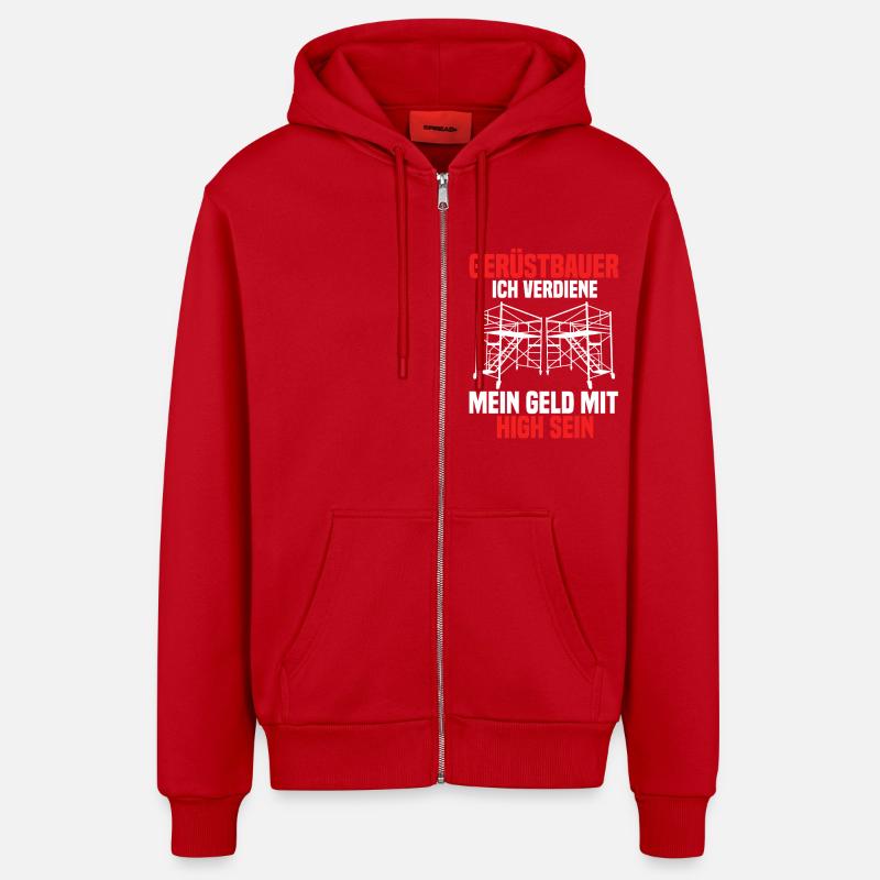Échafaudage Craftsman Set d’échafaudage - Veste à capuche bio décontractée fabriquée en UE - rouge