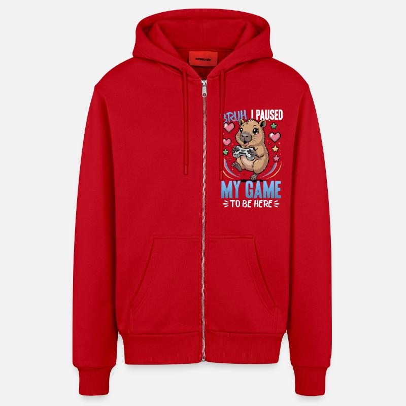 Capybara Gamer Gaming - Veste à capuche bio décontractée fabriquée en UE - rouge