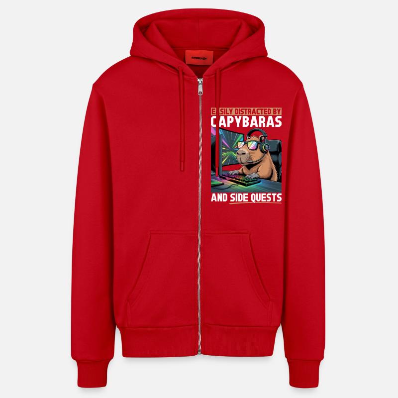 Capybara PC Gamer Gaming - Veste à capuche bio décontractée fabriquée en UE - rouge