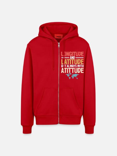 Geographic Information Systems - Organic Relaxed Hooded Jacket Made in EU - red