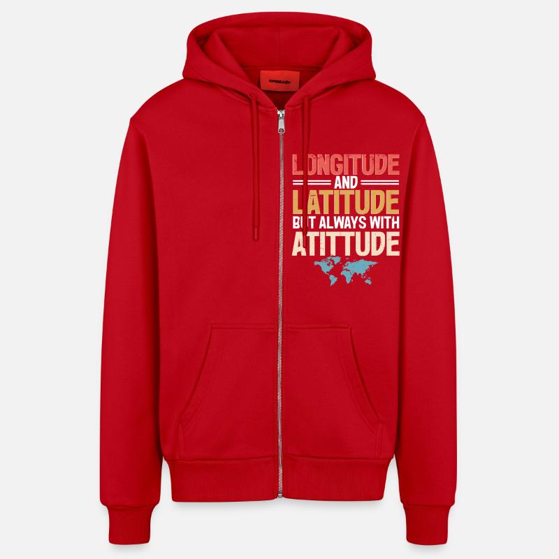 Geographic Information Systems - Organic Relaxed Hooded Jacket Made in EU - red