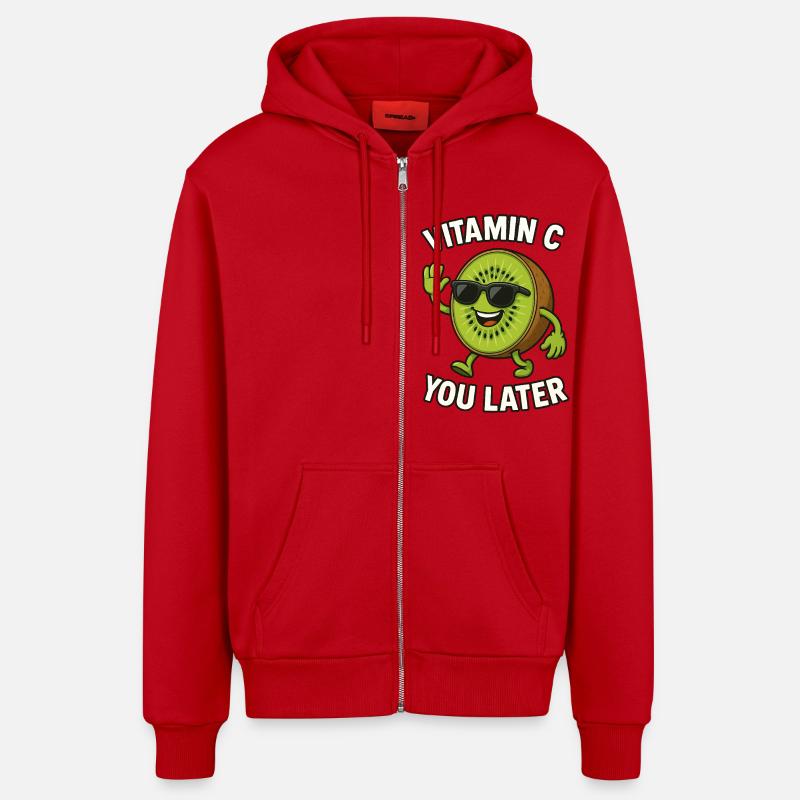 Vitamine C Fruit Kiwi - Veste à capuche bio décontractée fabriquée en UE - rouge