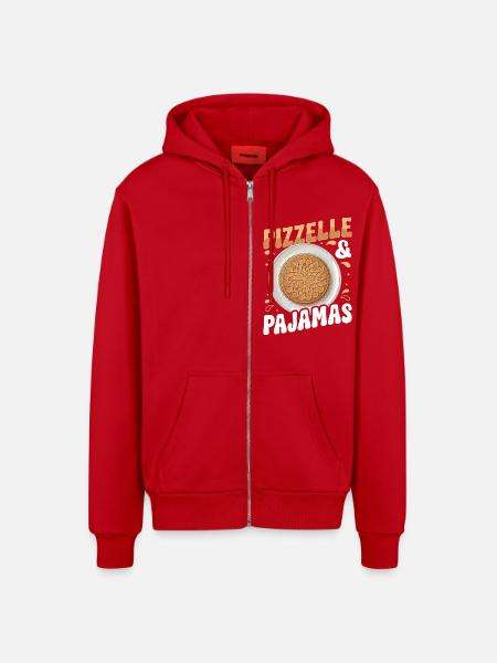 Pizzelle Waffel - Italienische Waffeln - Organic Relaxed Kapuzenjacke Made in EU - Rot
