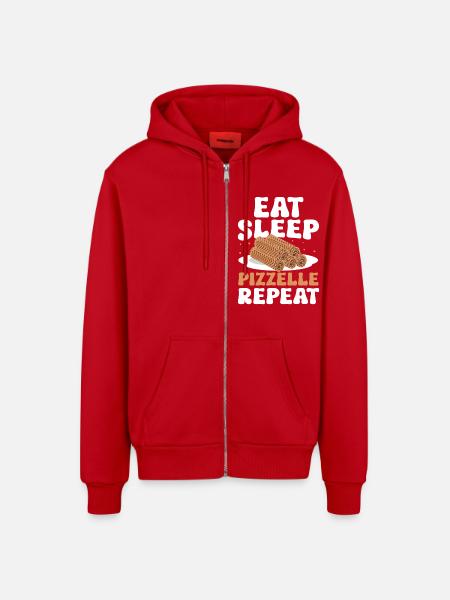 Pizzelle Waffle - Italian Waffles - Organic Relaxed Hooded Jacket Made in EU - red