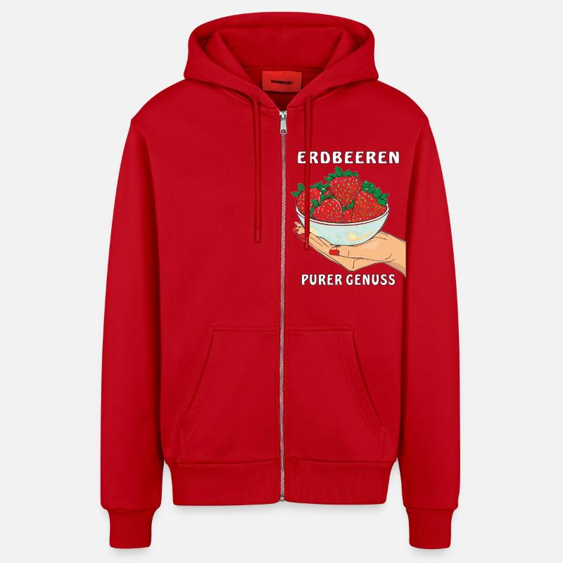 FRAISES MAIN PUR PLAISIR - Veste à capuche bio décontractée fabriquée en UE - rouge