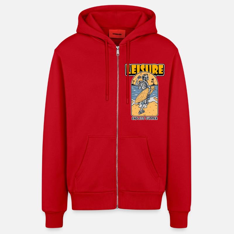 Skeleton Beach Surfeur - Veste à capuche bio décontractée fabriquée en UE - rouge