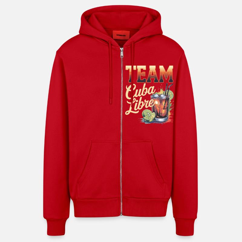 Cocktail Bartender Team Cuba Libre - Organic Relaxed Hooded Jacket Made in EU - red